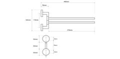 SAPHO X-STEEL otočný držiak na uteráky dvojitý 420mm, brúsená nerez (104204105) XS405 - Sapho