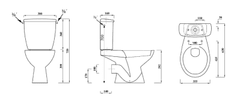 AQUALINE JUAN WC kombi misa s nádržkou vr. splachovacie súpravy, zadný odpad LC2154 - Aqualine