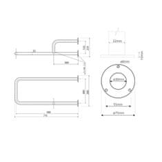 SAPHO Podperné madlo PRAVÉ 800mm, nerez (301112161) XH536 - Sapho