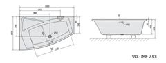 SAPHO EVIA L asymetrická vaňa 160x100x47cm, biela 11611 - Sapho