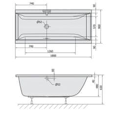 SAPHO CLEO obdĺžniková vaňa 180x90x48cm, biela 13111 - Sapho