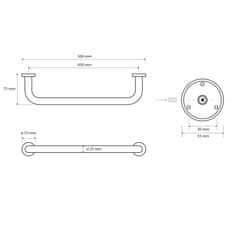 SAPHO X-ROUND E madlo pevné 510mm, chróm (102307052) XR500 - Sapho