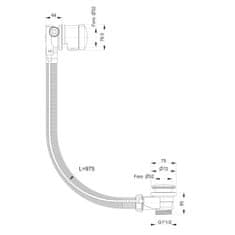 POLYSAN Vaňová súprava s napúšťaním, bovden, dĺžka 975mm, zátka 72mm, zlato 71686G - Polysan