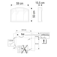 AQUALINE SALVA galerka 59x50x15, 5cm, 1x12W, biela plast 671232 - Aqualine