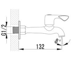 AQUALINE Nástenný ventil 1/2&#39;&#39;, dlhý, chróm ZY12062 - Aqualine