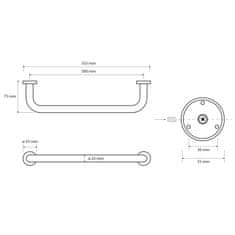 SAPHO X-ROUND E madlo pevné 350mm, chróm (102307012) XR501 - Sapho