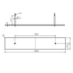 SAPHO Police ku galerke, vrátane uchytenia, 60cm, chróm SH060 - Sapho