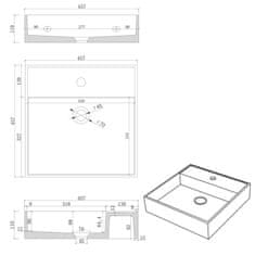 SAPHO QUADRADO betónové umývadlo vrátane výpuste, 46x46 cm, biely pieskovec AR469 - Sapho