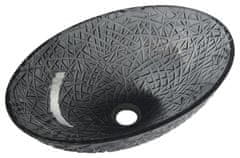 SAPHO PURUS sklenené gravírované umývadlo 50x15, 5x36 cm, čierna TY305SG - Sapho