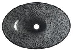 SAPHO PURUS sklenené gravírované umývadlo 50x15, 5x36 cm, čierna TY305SG - Sapho