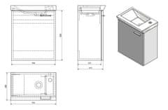 AQUALINE ZOJA/KERAMIA FRESH umývadlová skrinka 44x50x25,3cm, dub platin 51046DP - Aqualine