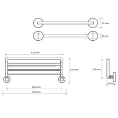 SAPHO X-ROUND polička na uteráky výklopná 650mm, chróm (104205152) XR420 - Sapho