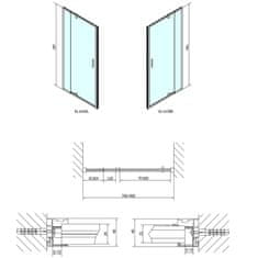 POLYSAN EASY LINE sprchové dvere otočné 760-900mm, sklo BRICK EL1638 - Polysan