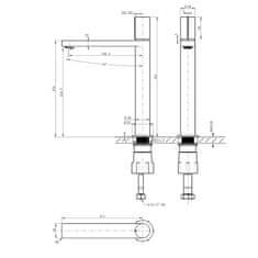 SAPHO KAISA stojanková umývadlová batéria vysoká, bez výpuste, 235 mm, čierna / ružové zlato ZT091 - Sapho