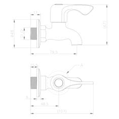 AQUALINE Nástenný guľový ventil 1/2&#39;&#39;, krátky, chróm ZY12033 - Aqualine