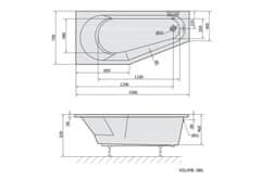 SAPHO TIGRA L asymetrická vaňa 150x75x46cm, biela 72928 - Sapho