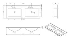 SAPHO SLIM keramické dvojumývadlo 120x46cm, nábytkové 1601-120 - Sapho