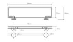 SAPHO X-ROUND E sklenená polička s výklopnou hrazdou 300x130mm, chróm (104102202) XR607 - Sapho