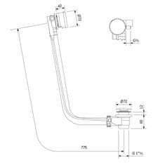 SAPHO Vaňová súprava s napúšťaním, bovden, dĺžka 675mm, zátka 72mm, chróm 71685 - Sapho