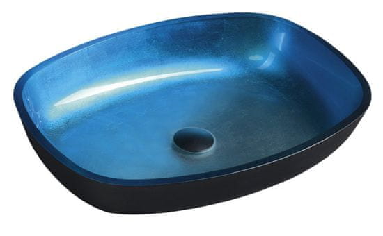 SAPHO KVAORE sklenené umývadlo 54x11x39, 5 cm, modrá TY224 - Sapho