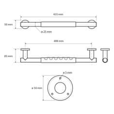 SAPHO Pevnostné madlo s protišmykom 400mm, nerez (104507675) XR505 - Sapho