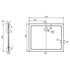 AQUALINE TECMI sprchová vanička z liateho mramoru, 100x80x3 cm PQ10080 - Aqualine