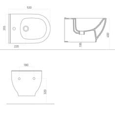 SAPHO BRILLA bidet závesný, 36,5x53 cm 100624 - Sapho