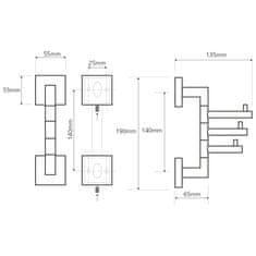 SAPHO X-SQUARE trojháčik otočný, chróm (132206072) XQ204 - Sapho