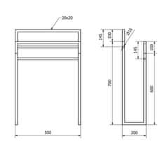 SAPHO SKA stojan na uteráky 550x800x200mm, čierna mat/dub SKA308 - Sapho