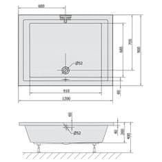 SAPHO DEEP hlboká sprchová vanička, obdĺžnik 120x90x26cm, biela 72383 - Sapho