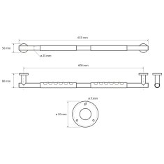 SAPHO Pevnostné madlo s protišmykom 600mm, nerez (104507681) XR506 - Sapho