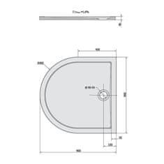 POLYSAN ISA 90 sprchová vanička z liateho mramoru, polkruh 90x90x4cm, biela 50511 - Polysan