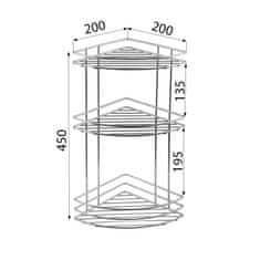 AQUALINE CHROM LINE drôtená polica rohová trojitá, chróm 37015 - Aqualine
