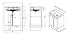 SAPHO ELLA umývadlová skrinka 56,5x65x43cm, 2xdvierka, biela (70065) EL065-3030 - Sapho