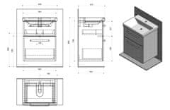SAPHO THEIA umývadlová skrinka 56,4x70x43,5cm, 2xzásuvka, biela (TH060) TH060-3030 - Sapho