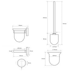 SAPHO X-STEEL WC kefa nástenná, brúsená nerez (104113015) XS301 - Sapho