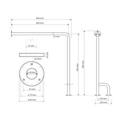 SAPHO Oporné madlo PRAVÉ 800x850mm, nerez (301122141) XH528 - Sapho