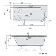 SAPHO ASTRA L asymetrická vaňa 165x80x48cm, biela 33611 - Sapho