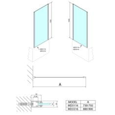 POLYSAN DEEP bočná stena 750x1650mm, číre sklo MD3116 - Polysan