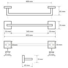 SAPHO X-SQUARE držiak uterákov 650mm, chróm (132204042) XQ403 - Sapho