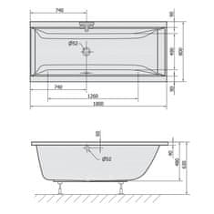 SAPHO CLEO obdĺžniková vaňa 180x80x48cm, biela (05611) 95611 - Sapho