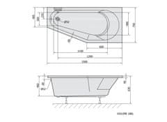 SAPHO TIGRA R asymetrická vaňa 150x75x46cm, biela 72933 - Sapho