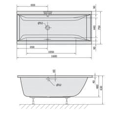 POLYSAN CLEO obdĺžniková vaňa 160x75x48cm, biela (03611) 93611 - Polysan