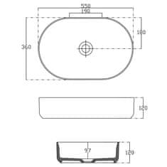 ISVEA INFINITY OVAL keramické umývadlo na dosku, 55x36 cm, biela 10NF65055 - Isvea