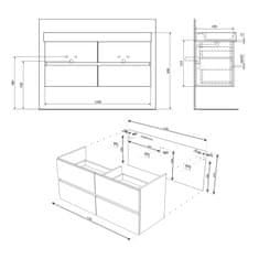 SAPHO FILENA dvojumývadlová skrinka 118x51,5x43cm, dub FID1212D - Sapho