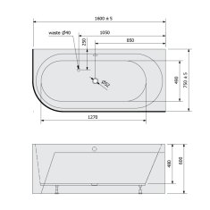 POLYSAN ASTRA R MONOLITH asymetrická vaňa 160x75x60cm, biela 34611M - Polysan