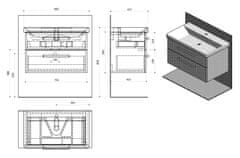 SAPHO THEIA umývadlová skrinka 75,6x50x43,5cm, 2xzásuvka, borovica rustik (TH086) TH080-1616 - Sapho