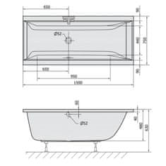 POLYSAN CLEO obdĺžniková vaňa 150x75x48cm, biela 27611 - Polysan