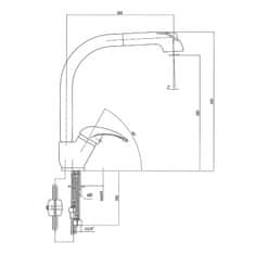 SAPHO AXUS stojanková drezová batéria s výsuvnou sprškou, výška 345mm, chróm 1112-72 - Sapho