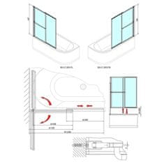 SAPHO OLBIA pneumatická vaňová zástena 1230 mm, strieborný rám, číre sklo 30317 - Sapho